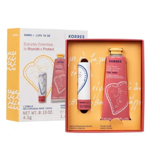 Korres Mediterranean Grape Tinted Lip Balm + Hand Cream Peony Rose 50ml Gift Set